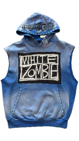 Bossi Vintage Appliqué Rhinestone Hoodie No Sleeves