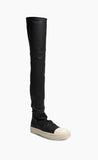 Rick Owens Leather Over-The-Knee Stocking Boots Black and Milk