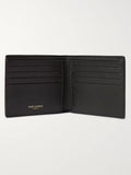 YSL Logo-Appliquéd Croc-Effect Leather Billfold Wallet
