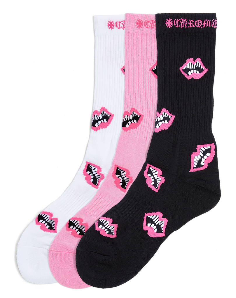 Chrome Hearts 3-Pack Chomper Socks Pink/ White/ Black – Sneaker Buyers