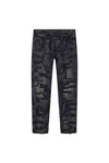 Purple P001 Grunge Print Jeans