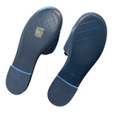 Chanel Navy Canvas Quilted Turnlock Flat Mules