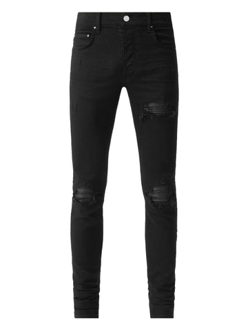 AMIRI MX1 Leather Patch Ripped Skinny Jeans