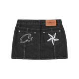 Corteiz Stitch Down Denim Skirt Black