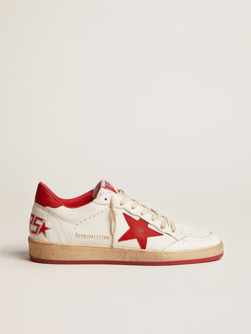 Golden Goose - Women's Ball Star in white leather with red star and heel tab