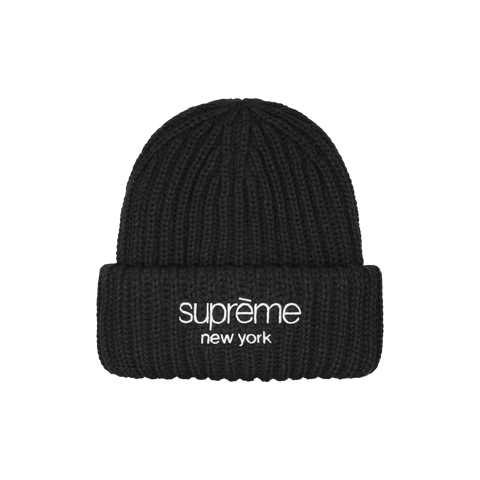 Supreme Classic Logo Chunky Ribbed Beanie Black