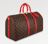 Louis Vuitton Keepall Bandouliere 50 Monogram Brown Red Logo Weekend Travel Bag