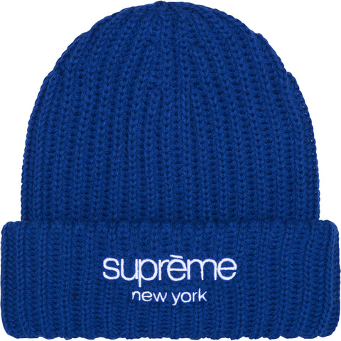 Supreme Classic Logo Chunky Ribbed Beanie Blue
