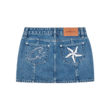 Corteiz Stitch Down Denim Skirt Faded Blue