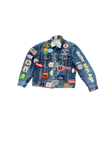 Better With Age Gentleman's denim jacket with vintage patches