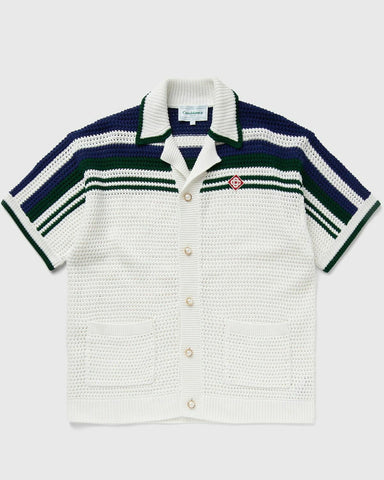 Casablanca Crochet Effect Tennis Shirt White