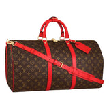 Louis Vuitton Keepall Bandouliere 50 Monogram Brown Red Logo Weekend Travel Bag