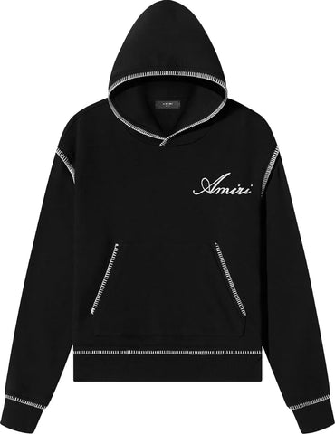 Amiri Logo-Stitched Cotton-Jersey Hooded Sweatshirt - Black
