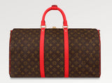 Louis Vuitton Keepall Bandouliere 50 Monogram Brown Red Logo Weekend Travel Bag