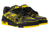 LOUIS VUITTON
Calfskin Graffiti Mens LV Trainer Sneakers 8 Black Yellow