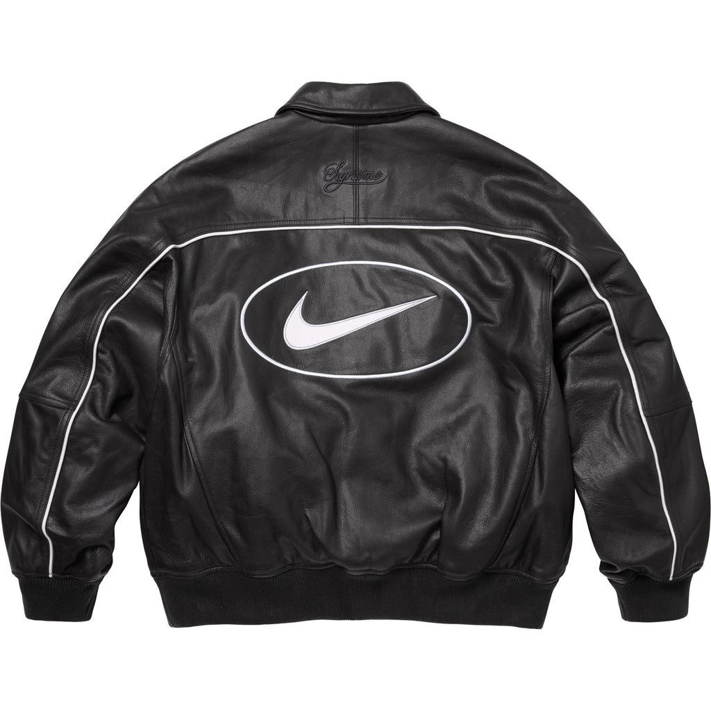 Supreme Nike Leather Varsity Jacket Black – Sneaker Buyers Supreme Nike Leather Varsity Jacket Black – Sneaker Buyers