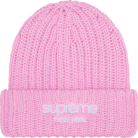 Supreme Classic Logo Chunky Ribbed Beanie Pink