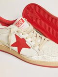 Golden Goose - Women's Ball Star in white leather with red star and heel tab