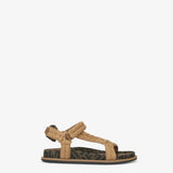Fendi Feel Brown Fabric Slides