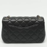 Chanel Mini Black Shiny Quilted Leather Flap Bag