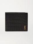 YSL Logo-Appliquéd Croc-Effect Leather Billfold Wallet