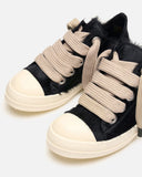 Rick Owens Jumbo Laced Low Black Milk Pony Hair