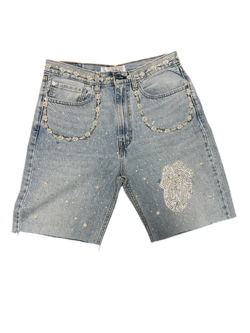Root of Evil - Rhinestone Tongue Lips Shorts