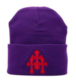 CHROME HEARTS 'TRIPLE CROSS' PURPLE BEANIE