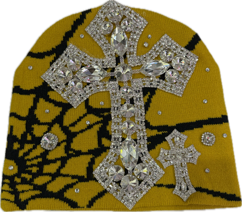 Billionaire Dreams Spider Web Beanie Yellow/Black