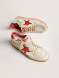 Golden Goose - Women's Ball Star in white leather with red star and heel tab