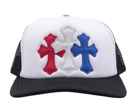 Chrome Hearts Cemetery Cross Patch Trucker Hat Red/White/Blue