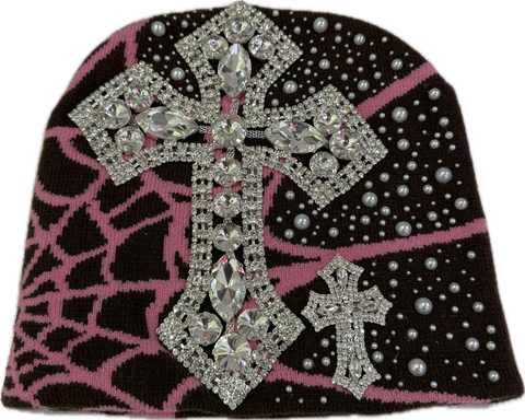 Billionaire Dreams Spider Web Beanie Brown/Pink