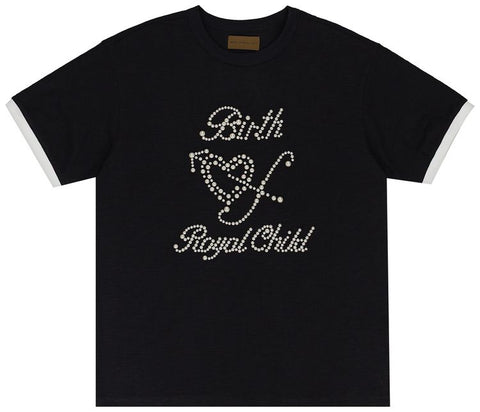 Birth Of Royal Child Pearl Patchwork Short-Sleeve Black