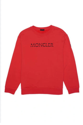 Moncler Embroidered Strike Out Cotton Sweatshirt In Red