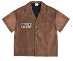Triple Seven Nylon Button Up Set (Brown)