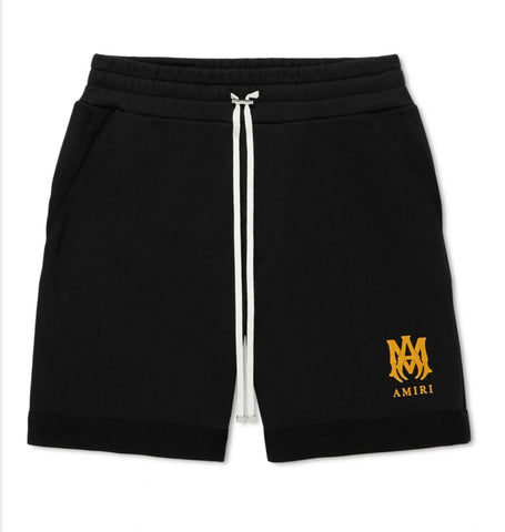 AMIRI - M.A. Wide-Leg Grosgrain-Trimmed Cotton-Jersey Drawstring Shorts - Black
