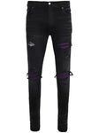 Amiri MX1 Violet Ultra Suede Patch Jeans Aged Black