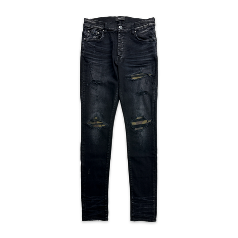 Amiri MX1 Camo Bandana Patch Jeans Black