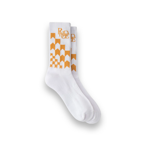 Rhude Racing Checker Socks White/Mustard