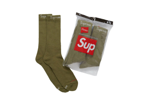 Supreme Hanes Crew Socks (Single) Olive